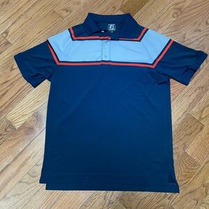 FootJoy Men’s Golf Polo Shirt Navy with Orange and White Size Large